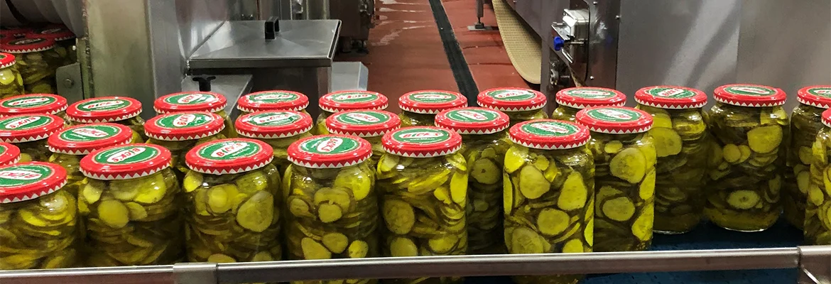 Bick's pickles in food packaging plant with red polyurethane floor coating